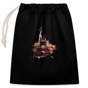 Wooden Dock - Warning - Closable cotton gift bag (25x30cm) - black - Front