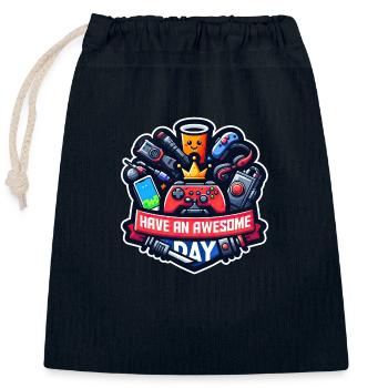 Passez une excellente journée ! - Sac cadeau en coton avec cordon (25 x 30 cm) - bleu marine - Devant