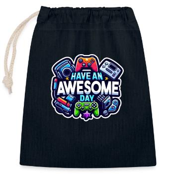 Have An Awesome Day - Gaming! - Closable cotton gift bag (25x30cm) - navy - Front