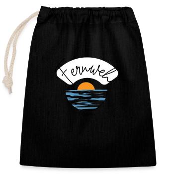 Expérience Wanderlust - Avion - Voyage - Plage - Sac cadeau en coton avec cordon (25 x 30 cm) - noir - Devant