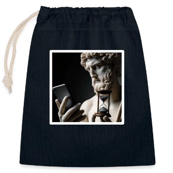 Temps de téléphone portable - Sac cadeau en coton avec cordon (25 x 30 cm) - bleu marine - Devant