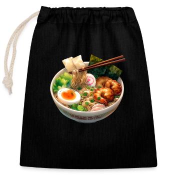Ramen Gourmand - Bol de Nouilles Japonaises - Sac cadeau en coton avec cordon (25 x 30 cm) - noir - Devant