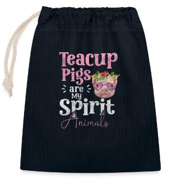 Pig Pet Breeder Heart - Closable cotton gift bag (25x30cm) - navy - Front