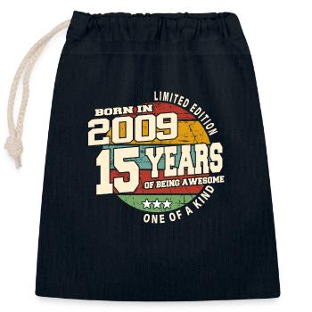 2009 Vintage Retro Classic 15 Jahre - Verschließbarer Geschenkbeutel aus Baumwolle (25x30cm) - Navy - Vorne