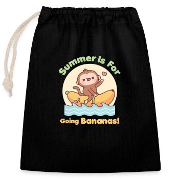 Monkey On Banana Boat Summer is For Going Bananas - Closable cotton gift bag (25x30cm) - black - Front