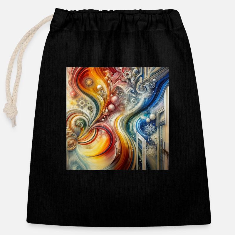 Aetheric Fusion - Abstract Painting - Closable cotton gift bag (25x30cm) - black