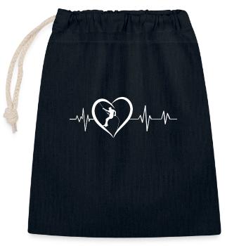 Heartbeat climbing - Closable cotton gift bag (25x30cm) - navy - Front