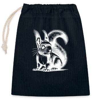 Baby Kinder Eichhörnchen Bleistift Zeichnung - Verschließbarer Geschenkbeutel aus Baumwolle (25x30cm) - Navy - Vorne