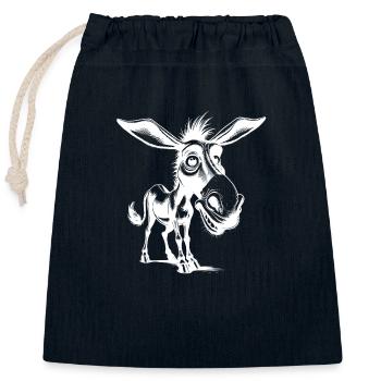 Verrückter Esel Grinsend Lächelndes Langohr - Verschließbarer Geschenkbeutel aus Baumwolle (25x30cm) - Navy - Vorne