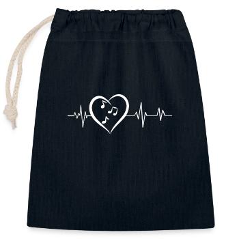 Herzschlag Musiknoten - Verschließbarer Geschenkbeutel aus Baumwolle (25x30cm) - Navy - Vorne