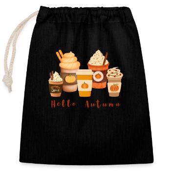 Hello autumn - Verschließbarer Geschenkbeutel aus Baumwolle (25x30cm) - Schwarz - Vorne