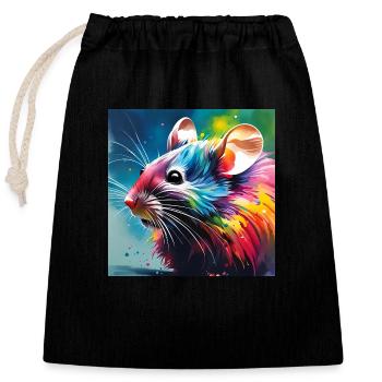Mouse Colored - Closable cotton gift bag (25x30cm) - black - Front