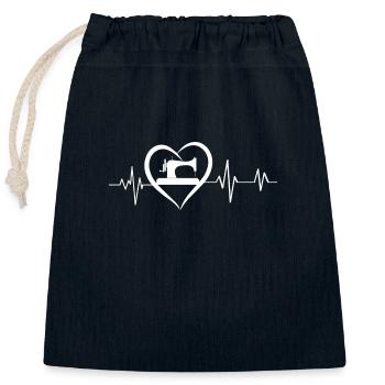 battement de cœur couture - Sac cadeau en coton avec cordon (25 x 30 cm) - bleu marine - Devant