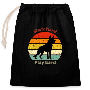 Retro German Shepherd - Closable cotton gift bag (25x30cm) - black - Front