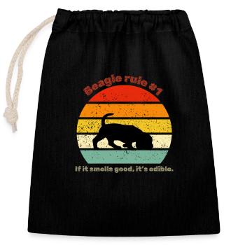 Retro Beagle - Closable cotton gift bag (25x30cm) - black - Front