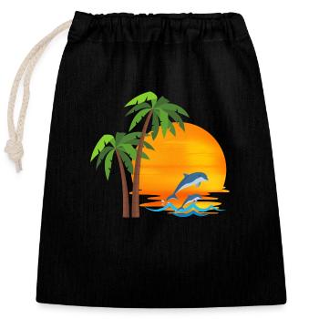 Dauphins au soleil couchant - Sac cadeau en coton avec cordon (25 x 30 cm) - noir - Devant