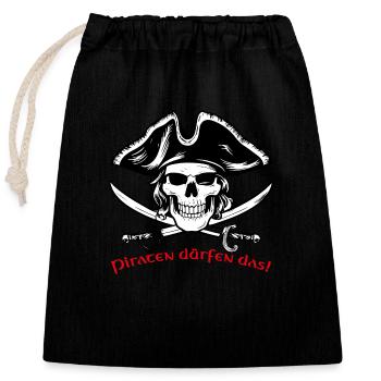 Crâne de pirate 07 2024 Plan de travail 1 - Sac cadeau en coton avec cordon (25 x 30 cm) - noir - Devant
