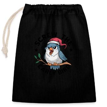 Le lève-tôt peut m’emmener - Sac cadeau en coton avec cordon (25 x 30 cm) - noir - Devant