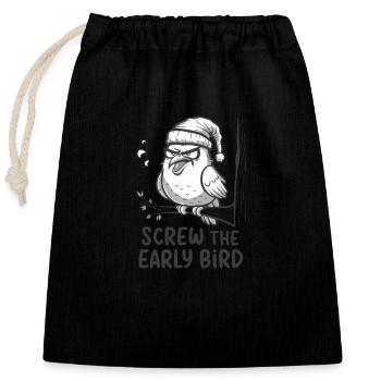 The early bird can take me - Closable cotton gift bag (25x30cm) - black - Front