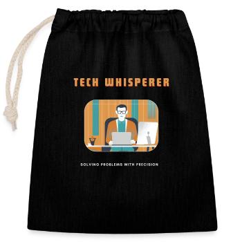 Tech Whisperer Solving Problems - Closable cotton gift bag (25x30cm) - black - Front