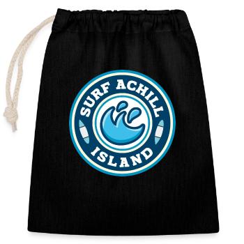 Surf Achill Island - Closable cotton gift bag (25x30cm) - black - Front