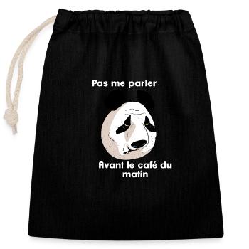 Le café du matin (version francophone) - Sac cadeau en coton avec cordon (25 x 30 cm) - noir - Devant
