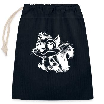 Eichhörnchen Portrait Kinder Bleistiftskizze - Verschließbarer Geschenkbeutel aus Baumwolle (25x30cm) - Navy - Vorne