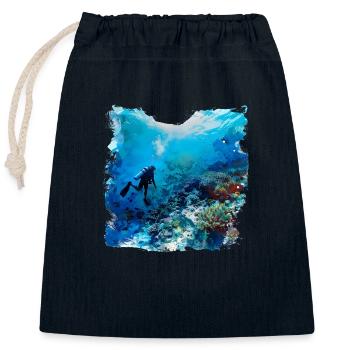 Immerse yourself in a foreign world - Closable cotton gift bag (25x30cm) - navy - Front