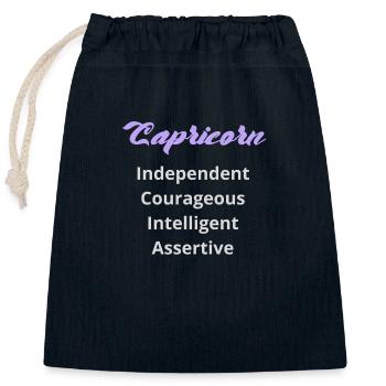 Logo signe astrologique "Capricorne" - Sac cadeau en coton avec cordon (25 x 30 cm) - bleu marine - Devant
