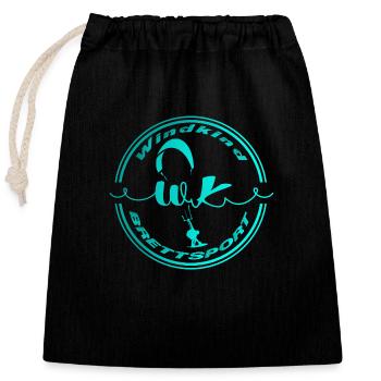 Kitesurfen - Verschließbarer Geschenkbeutel aus Baumwolle (25x30cm) - Schwarz - Vorne