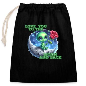 LOVE YOU TO THE MOON AND BACK. - Closable cotton gift bag (25x30cm) - black - Front