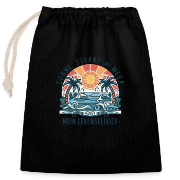 Le soleil, la plage et la mer - mon élixir de vie - Sac cadeau en coton avec cordon (25 x 30 cm) - noir - Devant