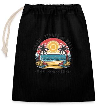 Le soleil, la plage et la mer - mon élixir de vie - Sac cadeau en coton avec cordon (25 x 30 cm) - noir - Devant