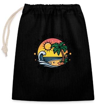 Le soleil, la plage et la mer - mon élixir de vie - Sac cadeau en coton avec cordon (25 x 30 cm) - noir - Devant