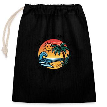 Le soleil, la plage et la mer - mon élixir de vie - Sac cadeau en coton avec cordon (25 x 30 cm) - noir - Devant