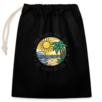 Le soleil, la plage et la mer - mon élixir de vie - Sac cadeau en coton avec cordon (25 x 30 cm) - noir - Devant