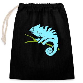 funny cameleon 02 copy - Closable cotton gift bag (25x30cm) - black - Front