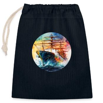 Expédier un grand lot rond - Sac cadeau en coton avec cordon (25 x 30 cm) - bleu marine - Devant