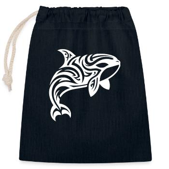 Orca Tribal Tattoo Style springt aus dem Wasser - Verschließbarer Geschenkbeutel aus Baumwolle (25x30cm) - Navy - Vorne