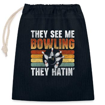 Bowler Strike Split Leisure - Closable cotton gift bag (25x30cm) - navy - Front