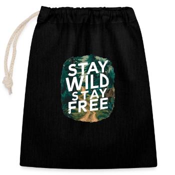 Restez sauvage, restez libre - Sac cadeau en coton avec cordon (25 x 30 cm) - noir - Devant