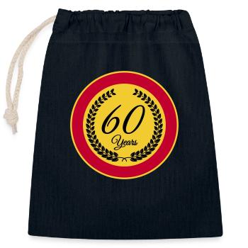 60 years - Closable cotton gift bag (25x30cm) - navy - Front