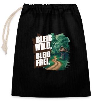 Restez sauvage, restez libre - Sac cadeau en coton avec cordon (25 x 30 cm) - noir - Devant