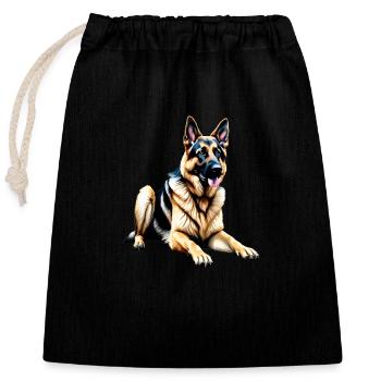 Berger allemand - Sac cadeau en coton avec cordon (25 x 30 cm) - noir - Devant