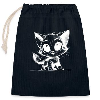 Cute Cats Baby Pencil Drawing - Closable cotton gift bag (25x30cm) - navy - Front