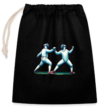 Elegant fencer, noble sport - Closable cotton gift bag (25x30cm) - black - Front