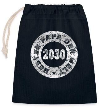 Father's Day 2030 - Closable cotton gift bag (25x30cm) - navy - Front