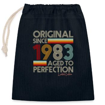 1983 - Closable cotton gift bag (25x30cm) - navy - Front