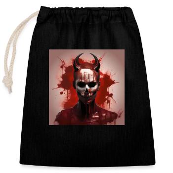 Horror Chic: Stylisches T-Shirt für Halloween-Fans - Verschließbarer Geschenkbeutel aus Baumwolle (25x30cm) - Schwarz - Vorne