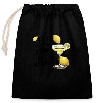 Quand la vie vous donne des citrons, faites de la margarita - Sac cadeau en coton avec cordon (25 x 30 cm) - noir - Devant
